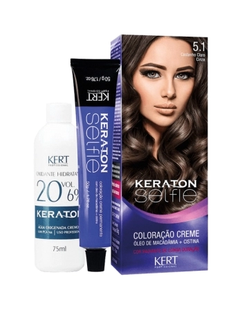 COLOR CREME KERATON SELFIE 5.1 CASTANHO CLARO CINZA 4710