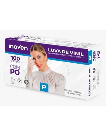 LUVA VINIL PARA PROCEDIMENTOS COM PÓ INOVEN P - 100 UN