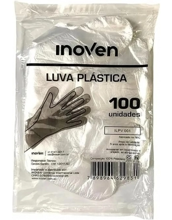 LUVA PLÁSTICA DESCARTÁVEL INOVEN - 100UN