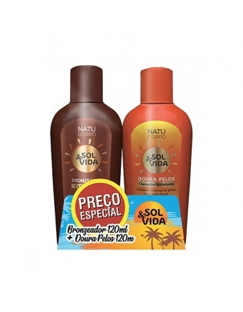 KIT ÓLEO BRONZEADOR FPS6 120ML E DOURA PELOS 120ML NATUCORPO SOL E VIDA