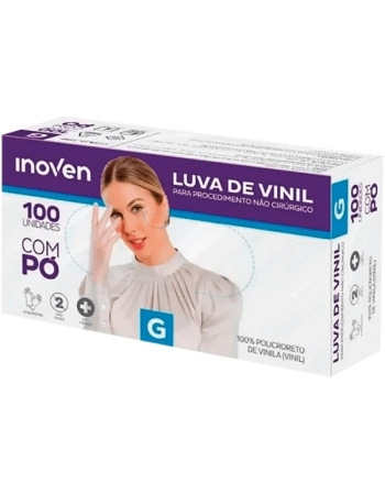 LUVA VINIL PARA PROCEDIMENTOS COM PÓ INOVEN G - 100 UN