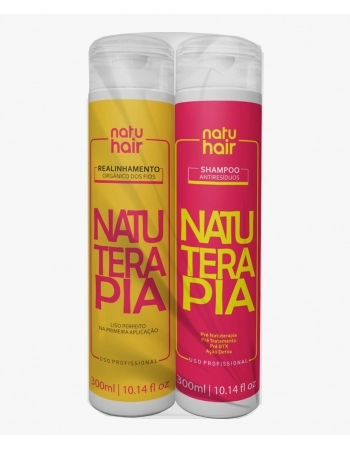 KIT NATUTERAPIA SHAMPOO ANTIRESSÍDUOS + REALINHAMENTO ORGÂNICO DOS FIOS NATUHAIR 600ML