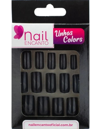 UNHAS NAIL ENCANTO COLORS LONGA PRETA NE520 - 24 UN